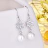 S925 Prata Esterlina Diamante Zircão Floco de Neve Pérola Brincos Longos Feminino Estilo Coreano Nova Chegada Brincos de Gancho de Orelha Brincos de Prata Shopping Mall