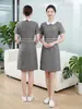 Moda Verão Alta Qualidade Salão de Beleza Médico Recepção de Hotel Uniforme de Trabalho Slim Elegante Vestido para Salão de Unhas