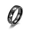 Anillo de cerámica con ángulo de lote simple de cara de tortuga romboide y circón para hombre y mujer, anillo negro reflectante de tendencia neutra