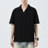 Camiseta de moda para hombre con textura, estilo falso dos piezas, cuello camisero, nuevo estilo de verano, polo casual y profesional de manga corta para hombre