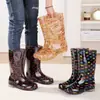 Sapatos Aquáticos, Galochas, Galochas de Cano Alto para Adultas, Botas Aquáticas, Forradas com Lã, Quentes, Modernas, Antiderrapantes, Sapatos de Trabalho Impermeáveis, Botas Longas com Algodão Adicional