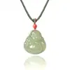 Pingente Buda Maitreya Jade Natural Hetian Feminino Cabeça de Buda de Jade Colar com Pingente de Jade Pequeno Buda Risonho Pingente de Jade Gong