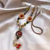 Collar de Cuerda con Cuentas de Cerámica Estilo Étnico Vintage Cadena para Clavícula Nuevo Estilo Chino Sentido de Alta Gama Personalidad de Nicho Collar de Moda para Mujeres
