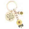 Llavero de Acero Inoxidable Dama Girasol Abeja Llavero Regalo para Amigos Llavero de Abeja Mayoreo