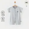 Ropa de Bebé de Algodón Puro de una Pieza, Estilo Coreano, Manga Corta, para Niños y Niñas, Ropa de Dormir Básica Clase A, Ropa para Gatear, Ropa para Casa