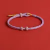 Pulseira de Corda Vermelha do Ano do Zodíaco Tecida à Mão Pulseira Dourada Semi-Acabada Vestível Azul Klein Multicolor Pequeno Presente