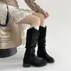Botas de tornozelo finas com corte em V, botas longas para mulheres, nova coleção outono/inverno 2026, salto grosso, estilo Melard, botas de montaria western cowboy