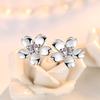 S925 Brincos de Flor de Pêssego de Prata Esterlina Estilo Coreano Estilo Fresco Brincos de Diamante Flores Design Doce Brincos Grátis de Verão