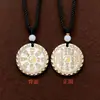 Colgante de Fortuna Chapado en Oro 999, Colgante de Moneda Redonda de Plata Cien Bendiciones, Colgante de Collar Unisex de Plata de Imitación, Collar Nuevo Estilo Chino
