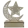 Festival Árabe do Oriente Médio de Madeira Lua Luz LED Enfeites de Mesa Castelo para Casa Decorações Artesanato Mesas