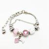 Pulsera Panjia Cross-border con diseño de mariposa rosa y plata, ideal para mujer, hecha a mano, al por mayor en Amazon AliExpress.