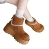 Botas de Nieve Gruesas para Mujer que Aumentan la Altura 2026 Otoño/Invierno Nuevas Botas Cortas con Puño de Gamuza Cremallera Botas Martin Versátiles para Mujeres Bajitas