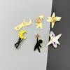 Diseño Creativo Sistema de Sanación para que Elijas Estrellas y Cuelgues Luna Broche Regalo de Confesión para Pareja Insignia de Joyería Cósmica de Metal
