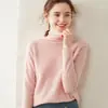 Suéter de Cachemir de Color Sólido de Cuello Alto Nuevo Estilo Otoño e Invierno para Mujer Suelto Adelgazante Dobladillo Enrollado Tejido Corto Capa Interior Capa Base