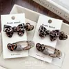 Pinza para el pelo de acetato con estampado de leopardo retro coreano, lazo, pinza lateral de corazón de alta gama, pinza de pico de pato, accesorios para el cabello al por mayor
