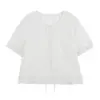 Blusa Francesa de Decote V Plus Size ALINDM para Mulheres Ligeiramente Cheinhas Verão Saia de Cintura Alta de Comprimento Médio 100kg