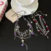 Dulce y Fresca Estilo Chica Picante Multicapa Completo Diamante Corazón Perlas Goteo de Aceite Serpiente Borla Colgante Collar de Suéter para Mujer Nicho Gargantilla de Moda