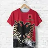 Camiseta Casual Unissex de Manga Curta, Estilo Novo, Transfronteiriça, Impressa em 3D, com Bandeira e Emblema Nacional da Albânia - Fonte de Suprimento