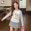 Camiseta de manga larga de primavera para niñas Kuromi 2026 nuevo estilo top holgado de manga raglán en stock