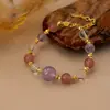 Pulsera con colgante de cuarzo rosa de cristal de colores y diseño de fresa, pulsera para niña de alta gama y lujo, venta al por mayor