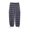 Comércio Exterior Atacado Outono e Inverno Roupas Femininas Conjunto de Jaqueta de Algodão com Capuz Xadrez e Calça Cargo Xadrez de Cintura Alta Estilo Lanterna