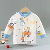 Nuevos Tops Térmicos de Tres Capas para Niños para Primavera, Otoño e Invierno, Cárdigans Acolchados de Algodón para Niños y Niñas, Camisas de Manga Larga de Otoño para Bebés, Camisetas de Capa Base