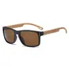 Nuevas Gafas de Sol Deportivas Europeas y Americanas para Pesca al Aire Libre, Ciclismo y Conducción, Unisex Montura Cuadrada Patas con Textura de Madera Retro