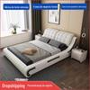 Cama de Couro Genuíno, Moderna e Simples, Cama de Casamento para Quarto Principal de 1,8m, Cama de Casal de 1,5m, Cama com Armazenamento, Cama Tatami, Design Master