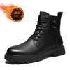 Botas Martin para Hombre, Botas Cálidas de Invierno Forradas de Lana, Piel Genuina, Caña Alta, Suela Gruesa, Que Aumentan la Altura, Tallas Grandes, Botas de Motocicleta, Piel de Vaca de Primera Capa