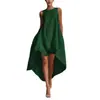 Vestido Casual de Moda Verão 2026 Europeu e Americano Transfronteiriço Cor Sólida Sem Mangas Gola Redonda Bainha Irregular para Mulheres