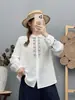 Colección Otoño 2026 Blusa de Gasa de Doble Capa Bordada Fresca para Mujer Camisa de Manga Larga Moda Femenina Venta al por Mayor Moderna