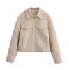 Comércio Exterior Transfronteiriço Spot 2025 Estilo Europeu e Americano Feminino Outono e Inverno Nova Moda Gola Clássica Jaqueta Curta de Lã Top
