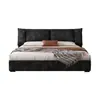 Cama de armazenamento estofada minimalista italiana com encosto dividido, armazenamento de caixa alta preta, cama de casal de 1,8 m para uso doméstico