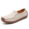 Zapatos de una sola capa de primavera y otoño para mujer, zapatos Doudou de tacón plano con suela plana, zapatos de piel de vaca con huecos de caracol, zapatos de mujer de talla grande, zapatos casuales para mamás