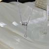Collar Romano de Cintura Pequeña para Mujer, Joyería con Borlas, Acero de Titanio al por Mayor, Cadena Ligera de Lujo para Suéter, Cadena de Clavícula de Alta Gama para Mujer con Diamantes
