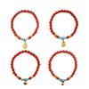 Fidelidad Mineral Crudo Arena Imperial Alto Contenido Cinabrio Rojo Año del Buey Cuenta de Buda Pulsera de Hilo Oro Sha Yuan Bao Calabaza Joyería Pulsera para Mujeres
