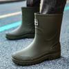 Botas de Lluvia de Moda para Hombre hasta Media Pantorrilla Estilo Alemán 2025 Ecológicas de PVC Botas de Goma para Viajar Entrega Protección Laboral Botas Impermeables para Hombre