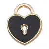 Set Mixto de 20 Accesorios para Joyería DIY de Esmalte Negro: Colgantes de Corazón, Flor, Nota Musical, Llave, Charms para Collar y Aretes