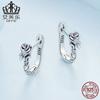 Pendiente Evelle de plata de ley S925 con forma de rosa y diseño de enredadera, sencillo y con forma de planta, BSE716