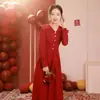 Vestido Rojo de Manga Larga para Mujer, Vestido Francés de Manga Larga para Compromiso, Vestido para Brindis de Novia, Falda Roja, Falda Larga que se Puede Usar en Ocasiones Cotidianas