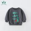 Moletons Infantis de Primavera e Outono, Roupas Infantis Europeias e Americanas Largas para Meninos, Roupas Infantis Modernas de Tamanho Pequeno e Médio, Tops Infantis com Gola Redonda, Mangas Longas, Prontos para Venda