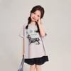 Pudding Haru Ropa Infantil Tops Niños Manga Corta Holgada Verano 2025 Nuevo Estampado de Perro Camiseta Versátil de Cuello Redondo