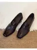 Zapatos de Vestir Cuadrados de Estilo Británico de Gama Alta para Mujer, sin Cordones, Simples, Retro, para el Trabajo, Zapatos Pequeños de Cuero