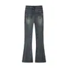 Jeans Americano Retrô com Barra Levemente Flare para Mulheres 2026 Primavera Novo Design Emagrecedor de Cintura Alta Calça Longa