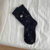 Calcetines KT Cat Bordados de Lunares Ondulados Lindos para Mujer Anime Dibujos Animados Calcetines de Tubo Medio para Mujer East Gate Calcetines de Algodón Zhuji para Mujer Otoño e Invierno