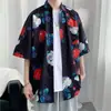 Camisa Floral Retro Vintage Estilo Hong Kong, Manga Corta Estilo Tailandés-Hawaiano, Camisa Holgada Elegante y Fresca