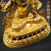 Estátua totalmente dourada do "Bodhisattva Manjushri" de uma aldeia de Xizang, decoração para casa interna, incrustada com contas coloridas, ornamento de estátua de Buda de cobre "Manjushri Shili"