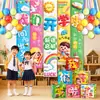 Jardim de Infância Escola Primária Temporada de Volta às Aulas Banner de Tecido Decorativo para Pendurar Caixas Empilháveis Balões Decoração de Cena de Sala de Aula Adereços de Atmosfera