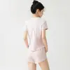 Conjunto Esportivo Respirável Estilo Coreano para Mulheres, Malha Lateral, Secagem Rápida, Top de Manga Curta e Shorts, Solto, Emagrecedor, Fitness, Corrida, Conjunto de Duas Peças