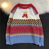 Casaco de suéter vermelho de natal para casal, outono e inverno, gola redonda, urso bordado, manga comprida, suéter, venda direta da fábrica para homens